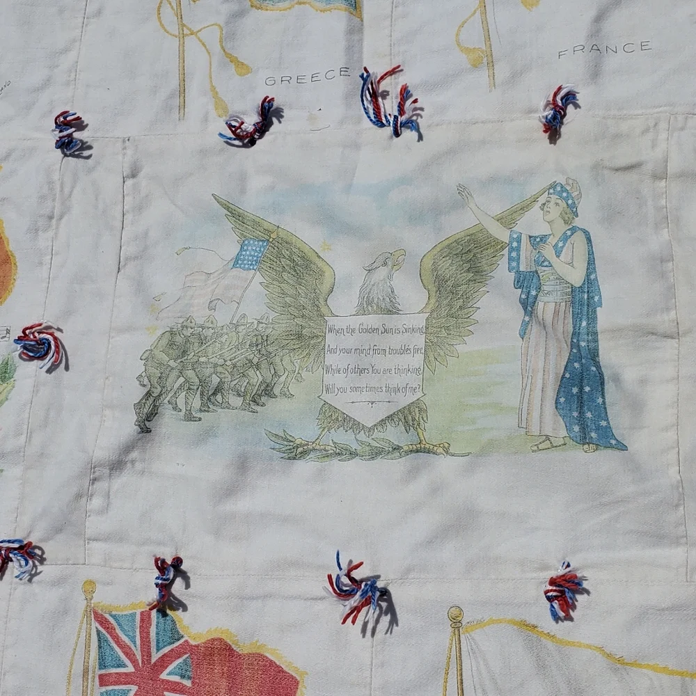 Vintage Handmade Tabacco Silks quilt - Picture 6 of 7